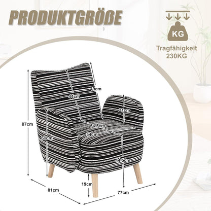 Ohrensessel Relaxsessel Schwarz – Bequemer Lesesessel mit Massivholzbeinen