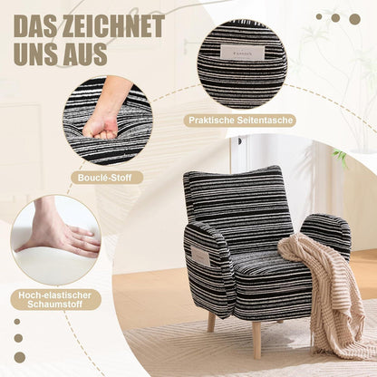 Ohrensessel Relaxsessel Schwarz – Bequemer Lesesessel mit Massivholzbeinen
