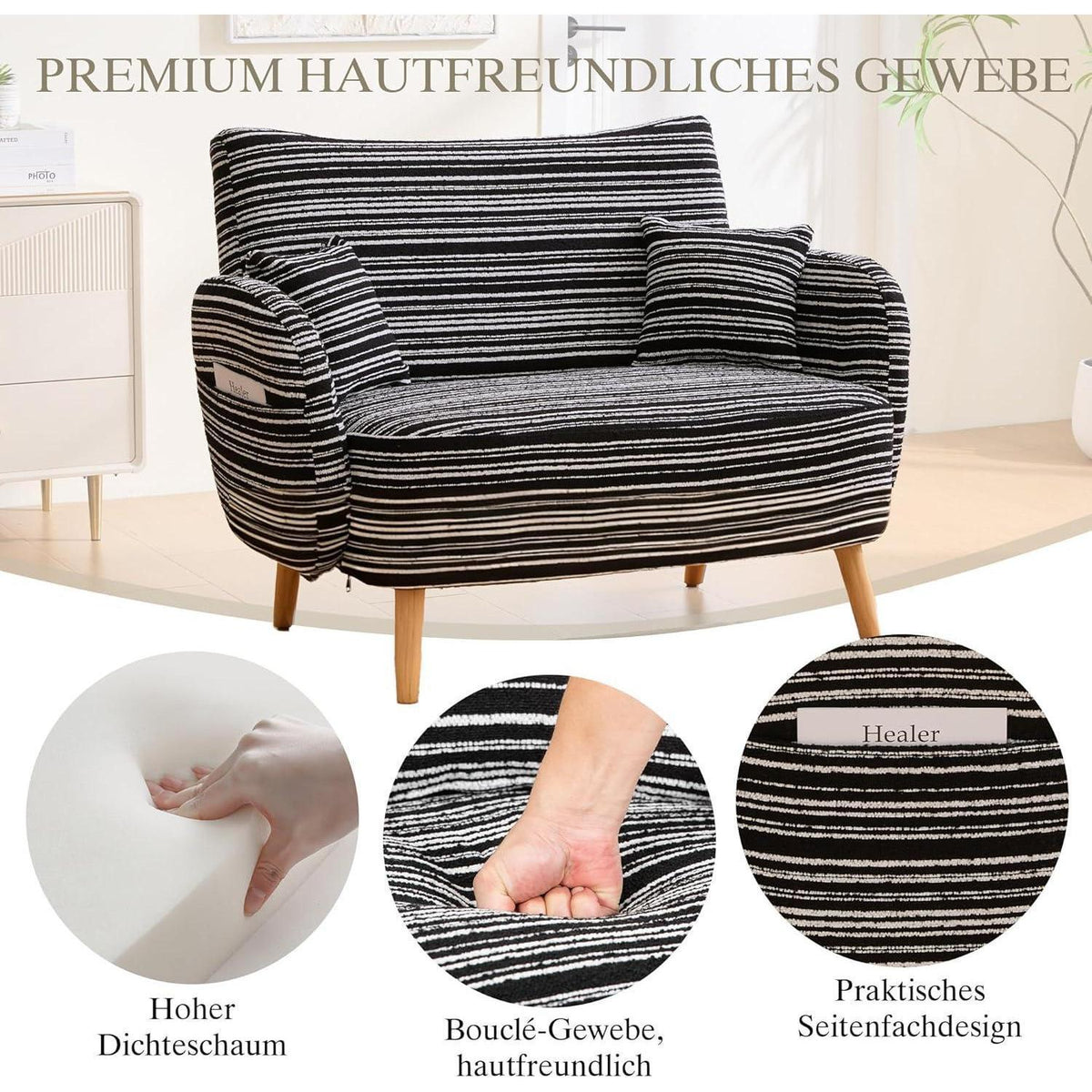 Ohrensessel Relaxsessel Schwarz – Bequemer Lesesessel mit Stauraum