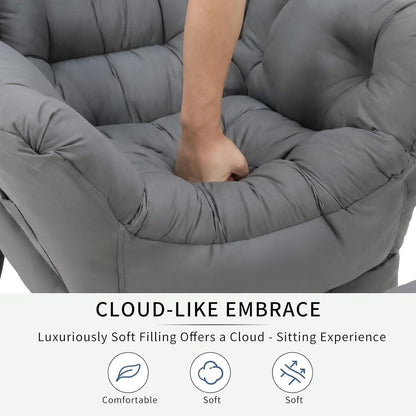 Clevich Ohrensessel mit Hocker – Bequemer Lazy Chair für Wohnzimmer
