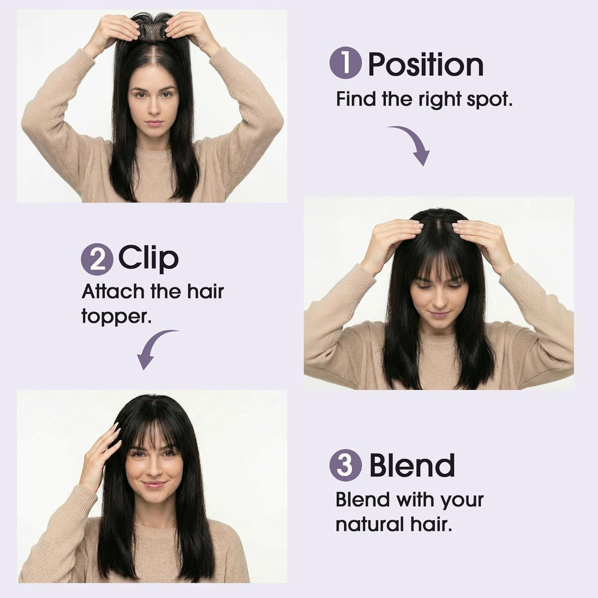 Echthaar Topper mit Pony – Volumen & natürliche Fülle