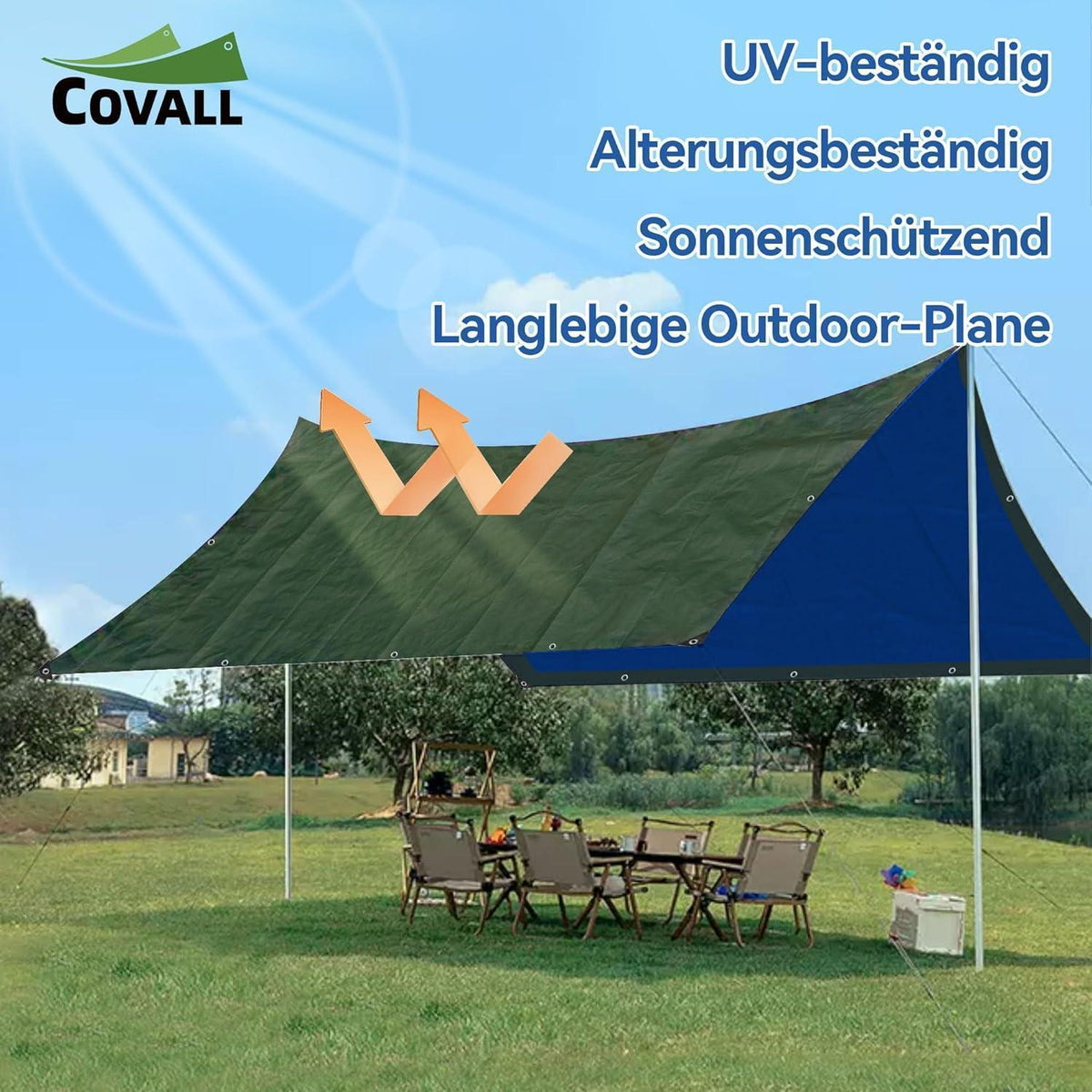 Abdeckplane Blau 6x8m – Reißfest, UV-Schutz & Rostfreie Ösen