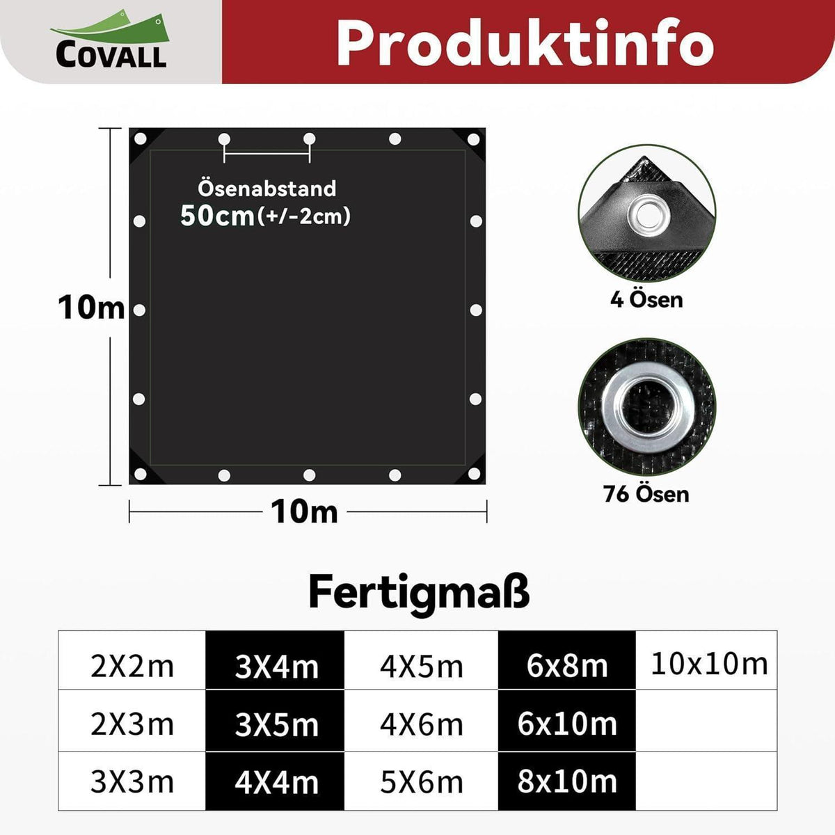 Abdeckplane 10x10m – Wasserdicht, UV-Beständig & Reißfest
