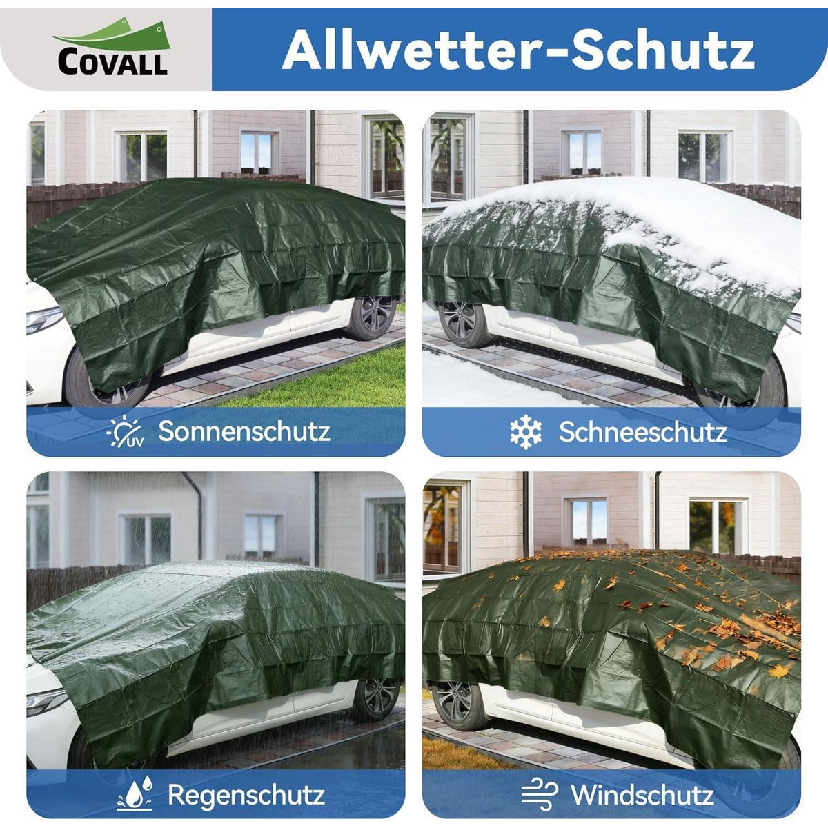 Abdeckplane Blau 8x10m – Reißfest, UV-Schutz & Rostfreie Ösen