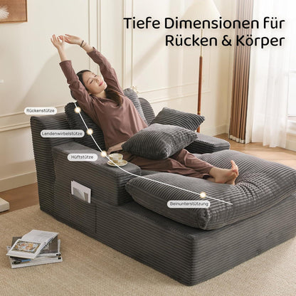 160cm Chaiselongue Sofa mit Schlafsofa Funktion – Grau