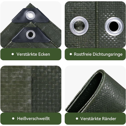 Grüne Abdeckplane 5x6m | Wasserdicht & Reißfest | Für Garten, Camping & Auto
