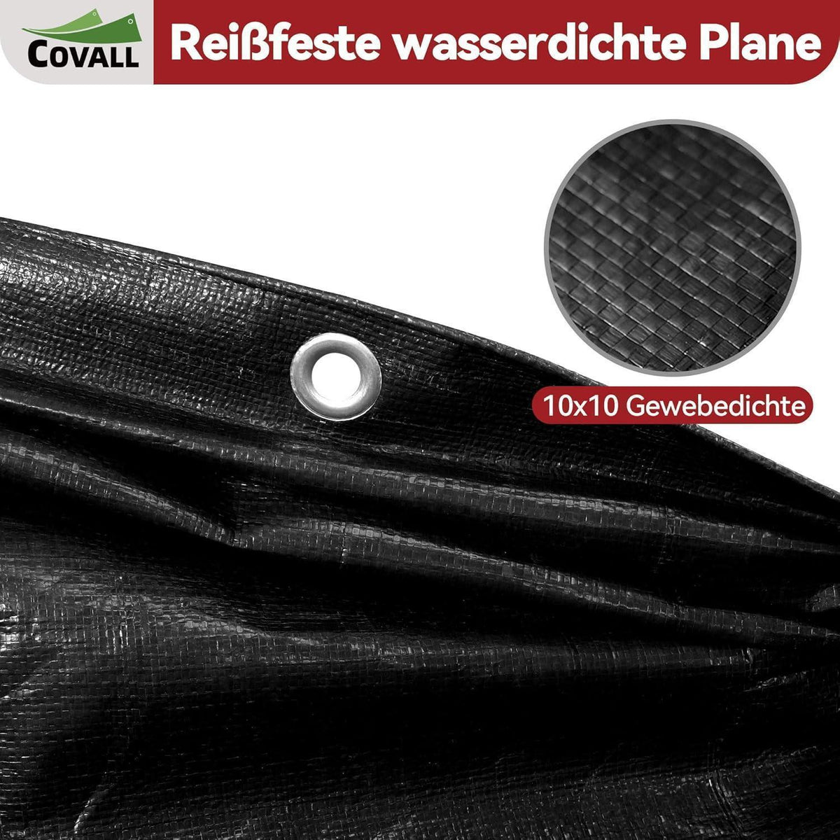 Abdeckplane 5x6m Schwarz | Wasserdicht & Reißfest für Garten, Camping & Auto