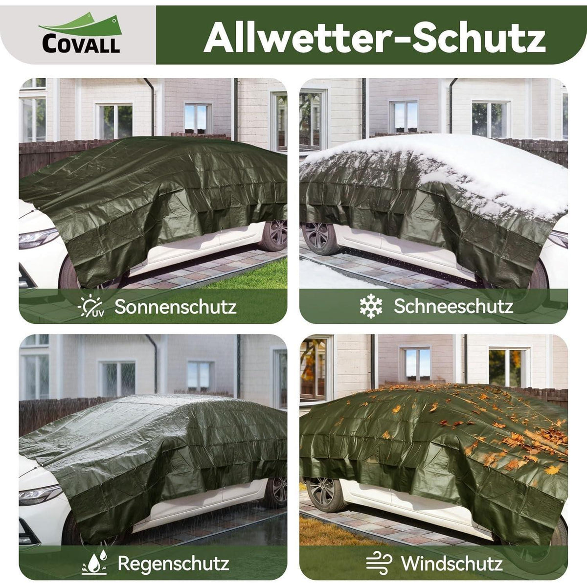 Grüne Abdeckplane 6x8m | Wasserdicht, UV-beständig & Reißfest
