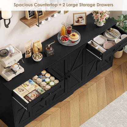 180cm Sideboard mit Arbeitsplatte – Küchenschrank mit 6 Türen