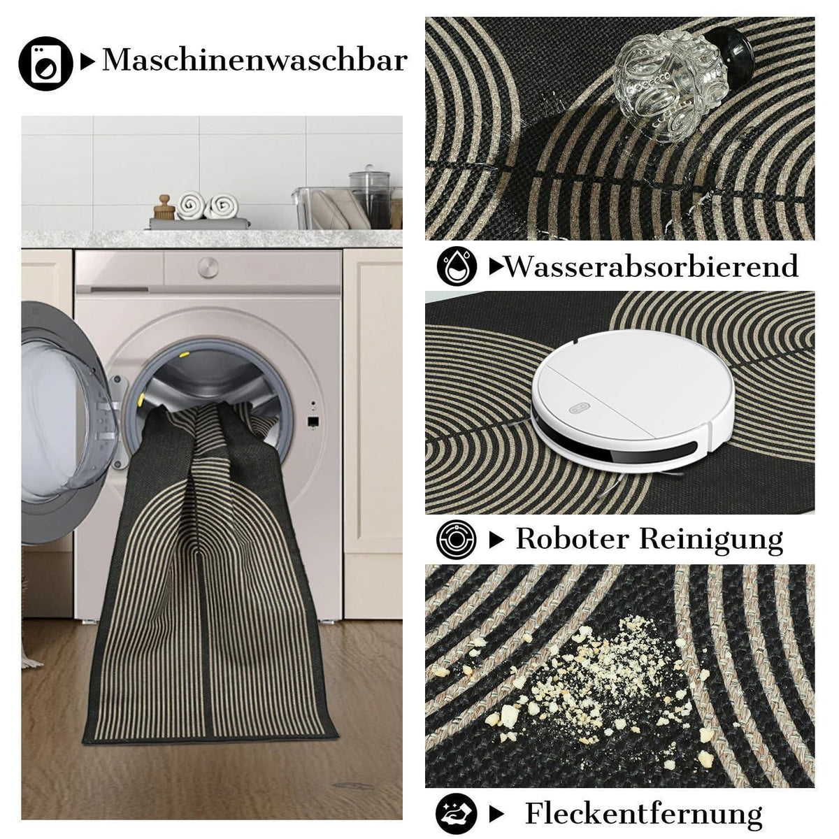 Webteppich Läufer 80x300cm Rutschfest & Waschbar – Modern für Flur & Küche