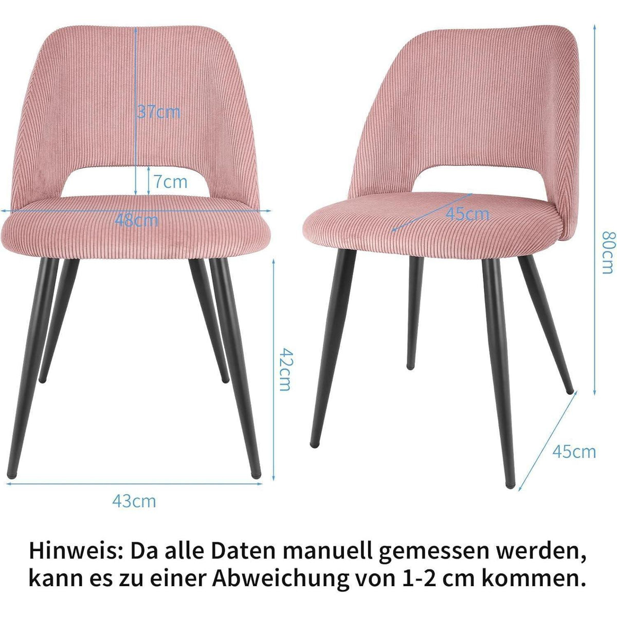 Esszimmerstühle Set 4er – Gepolsterte Samtstühle Rosa