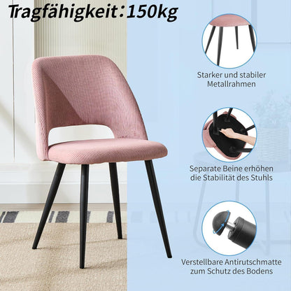 Esszimmerstühle Set 4er – Gepolsterte Samtstühle Rosa