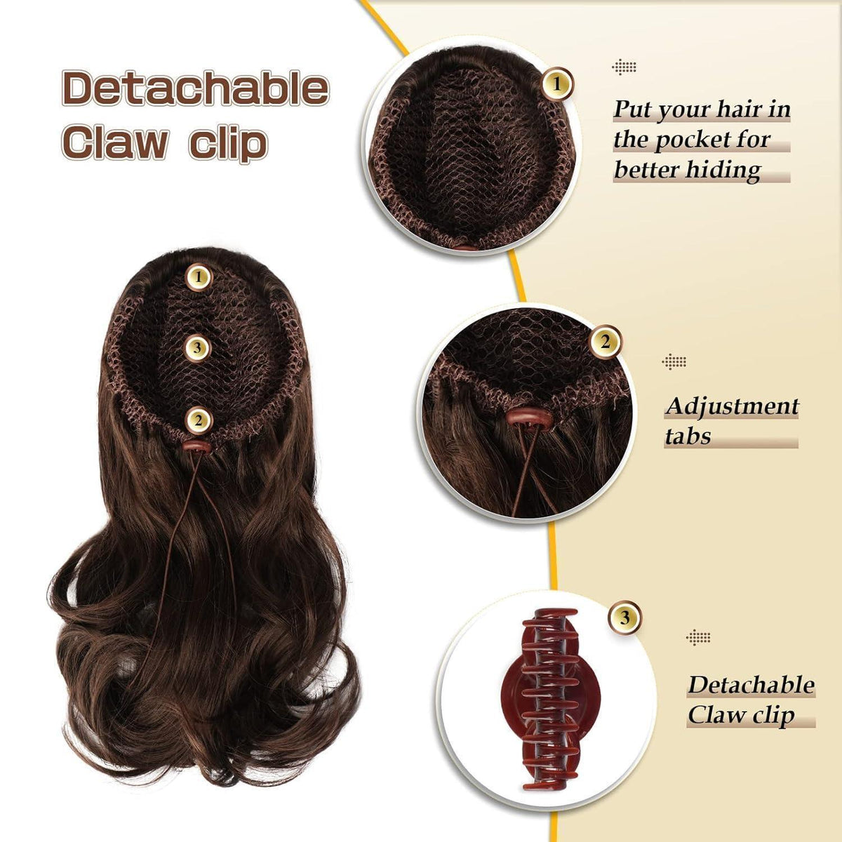 Langer lockiger Pferdeschwanz Clip-in Haarverlängerung 33cm