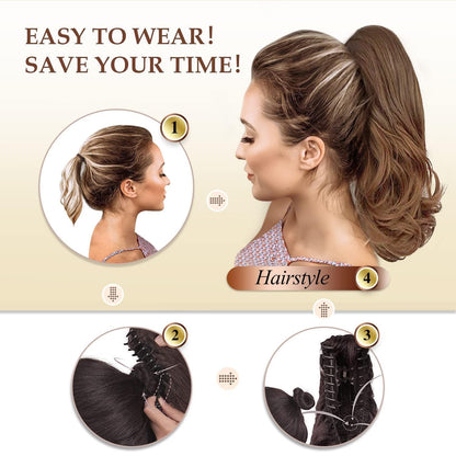 Langer lockiger Pferdeschwanz Clip-in Haarverlängerung 33cm