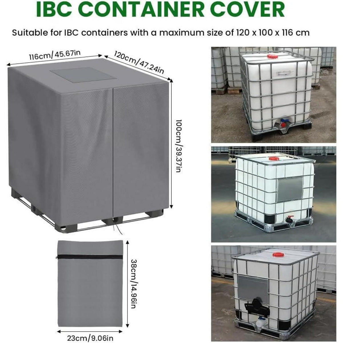 IBC Tank Abdeckung 1000L mit Reißverschluss – Wasserdicht & UV-Schutz