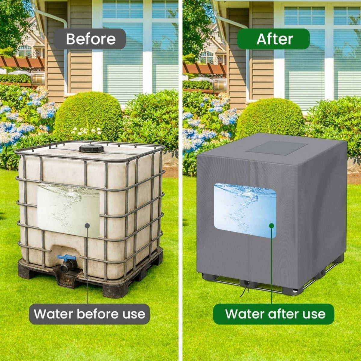 IBC Tank Abdeckung 1000L mit Reißverschluss – Wasserdicht & UV-Schutz