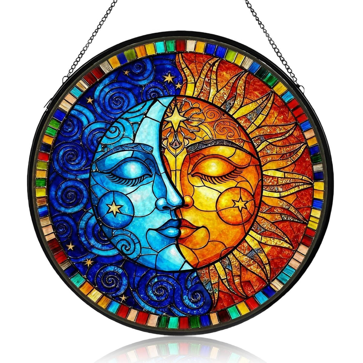 Sonnenfänger Fenster Hängend Sonne-Mond Design – Bunte Acryl Deko