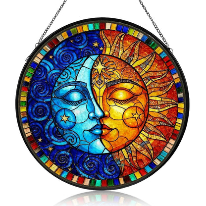 Sonnenfänger Fenster Hängend Sonne-Mond Design – Bunte Acryl Deko