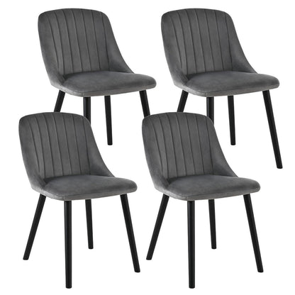 Esszimmerstühle Set 4er Schwarz/Dunkelgrau Samt Holzbeine