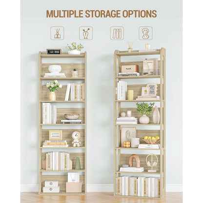 7-stöckiges Bücherregal Eichefarben | Standregal für Wohnzimmer & Schlafzimmer