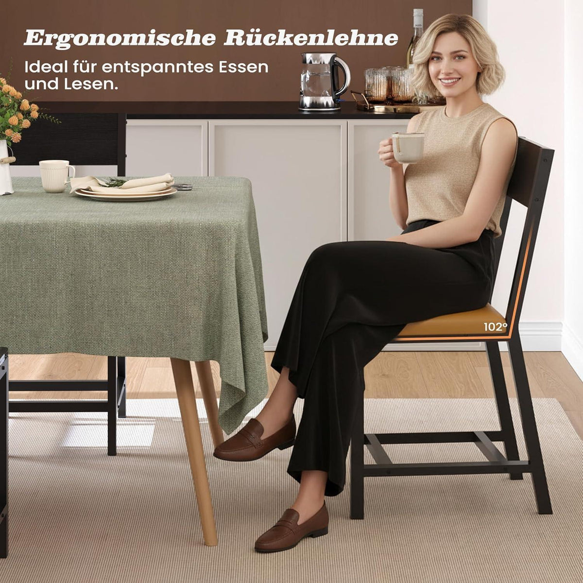 Esszimmerstühle 4er Set Vintage Braun mit Polsterung