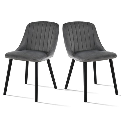 Esszimmerstuhl Set Dunkelgrau Samt | Holzbeine & Ergonomisch