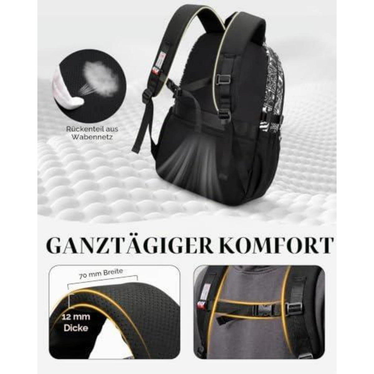 Schulrucksack Jungen Teenager Schwarz – Groß, Robust & Vielseitig