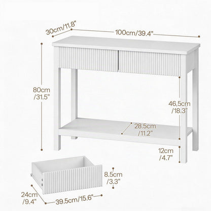 Konsolentisch mit Wellenfront-Schubladen, schmaler Flurtisch 100x30x80 cm