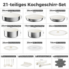 21-teiliges Topfset mit abnehmbarem Griff – Antihaft Keramik Weiß