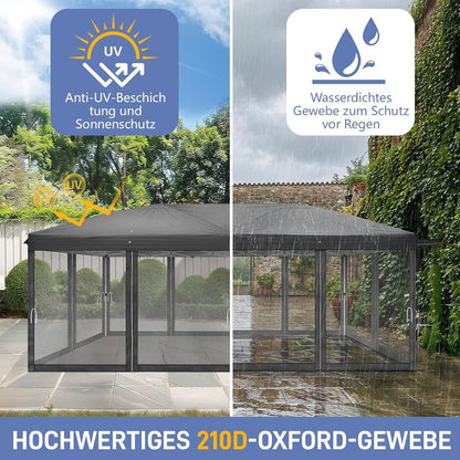 Faltpavillon 3x6m – Wasserdicht, UV-Schutz & Moskitonetz