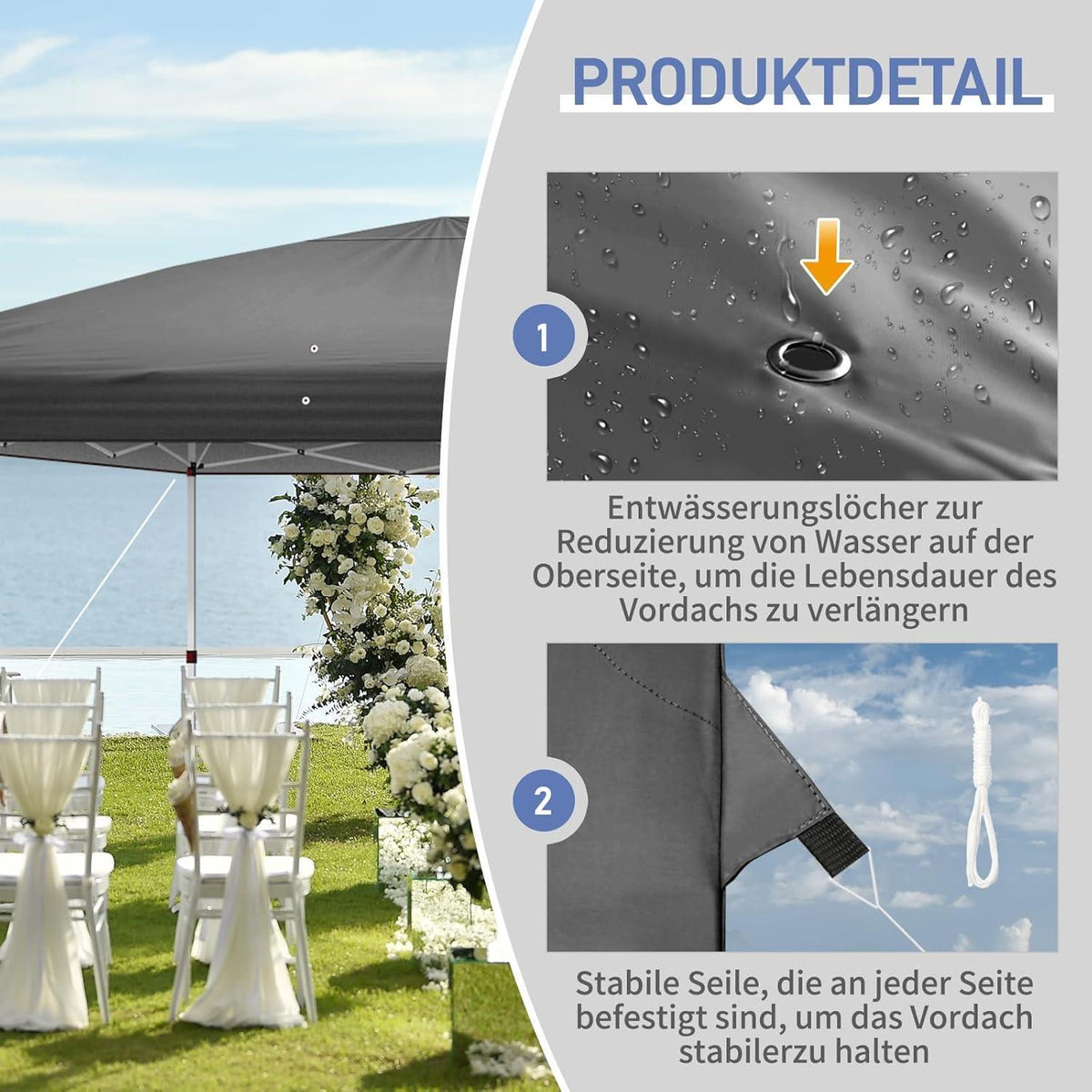 Faltpavillon 3x6m – Wasserdicht, UV-Schutz & Moskitonetz