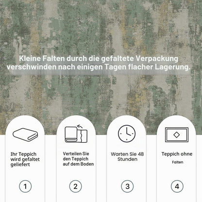 Moderner Wohnzimmerteppich Grün 240x300 cm – Waschbar & Rutschfest