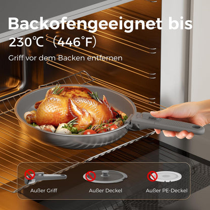 21-teiliges Topfset mit abnehmbarem Griff – Grau
