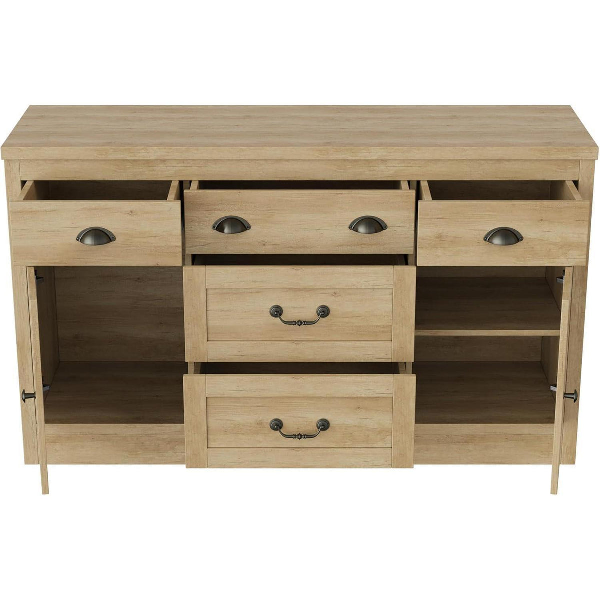 Holz Schubladenschrank mit 2 Türen & 5 Schubladen