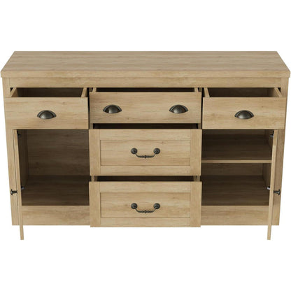 Holz Schubladenschrank mit 2 Türen & 5 Schubladen