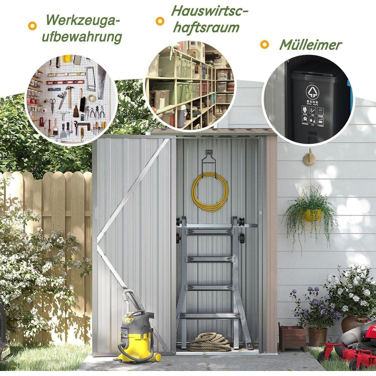Metallschuppen 3x2 ft abschließbar – Gartenhaus für Werkzeug & Geräte