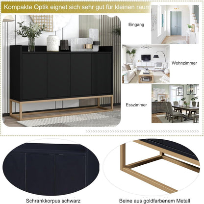 Schmaler Sideboard Schwarz – Griffloser Flur- & Wohnzimmerschrank