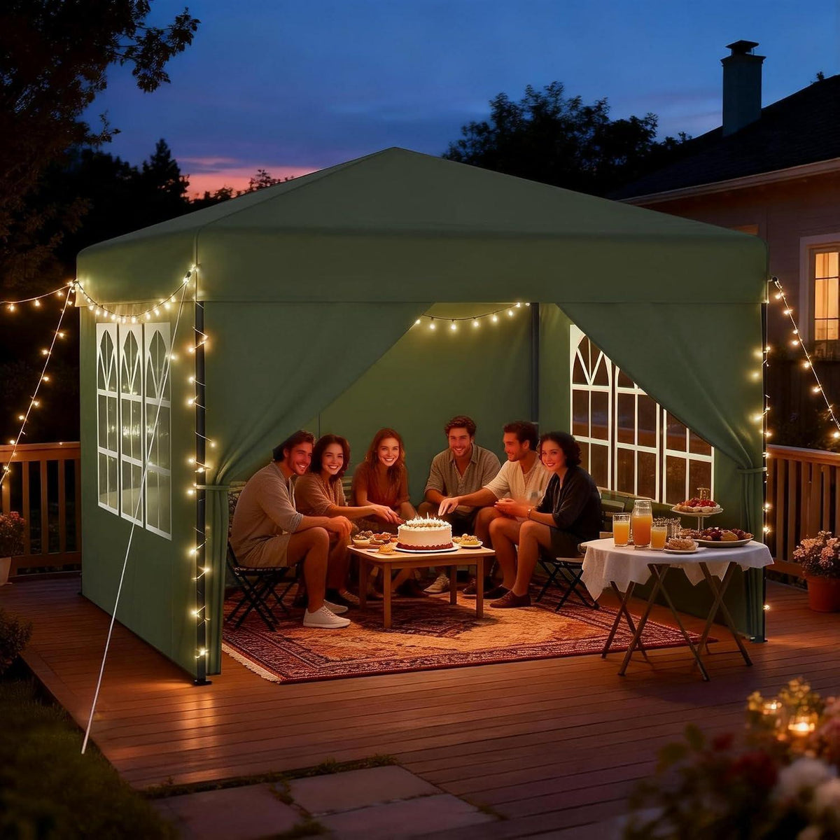 Pop-Up Pavillon 2,5x2,5m mit Seitenwänden & One-Touch Lift