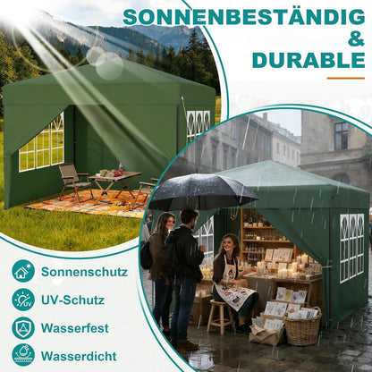 Pop-Up Pavillon 2,5x2,5m mit Seitenwänden & One-Touch Lift