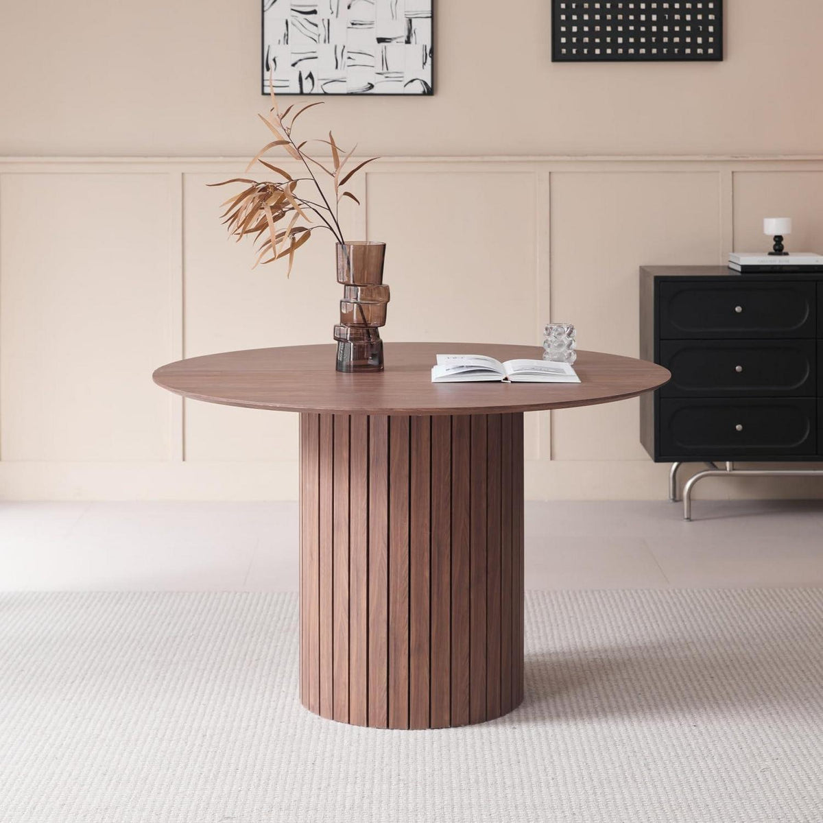Runder Esstisch Landhausstil Dunkelbraun 120cm