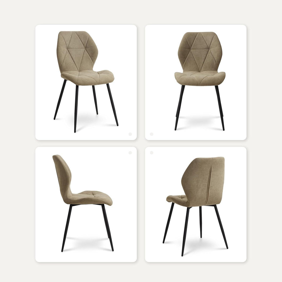 Runder Esstisch Set 100cm & 4 Moderne Leinenstühle Dunkelgrün