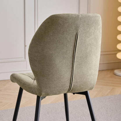Runder Esstisch Set 100cm + 4 Moderne Leinenstühle (Gelb/Grün)