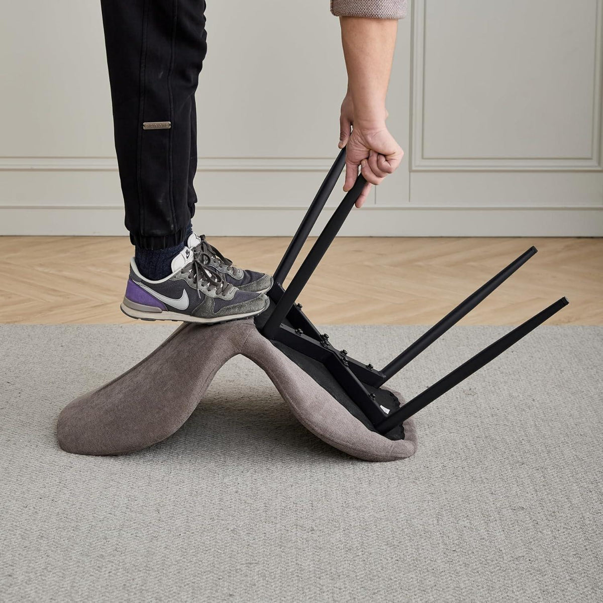 Runder Esstisch Set 100cm mit 4 modernen Leinenstühlen