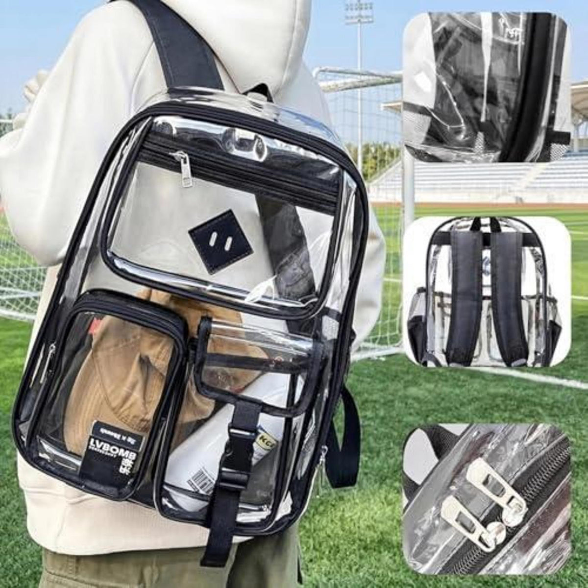 Transparenter Rucksack – Stadiontasche mit großer Kapazität