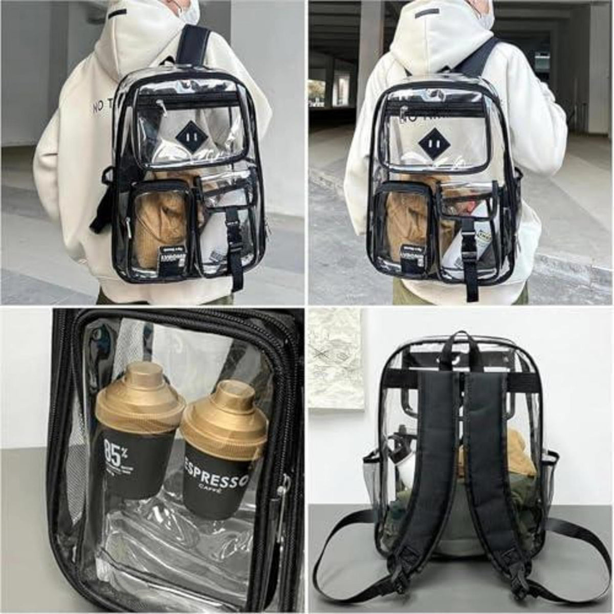 Transparenter Rucksack – Stadiontasche mit großer Kapazität
