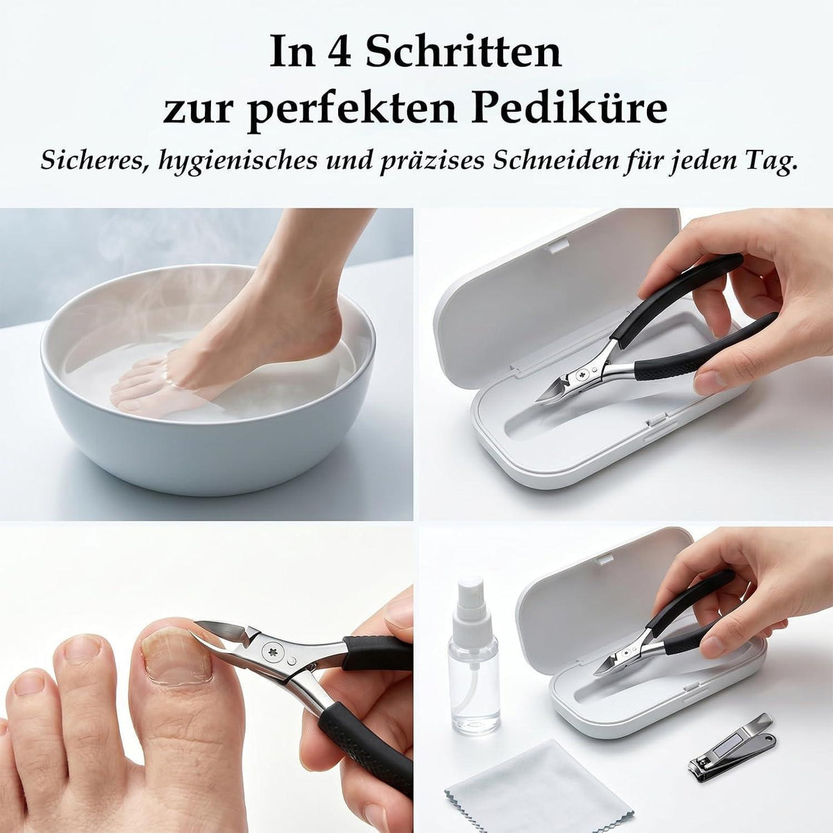 Fußnagelschere mit Spritzschutz & rutschfestem Griff