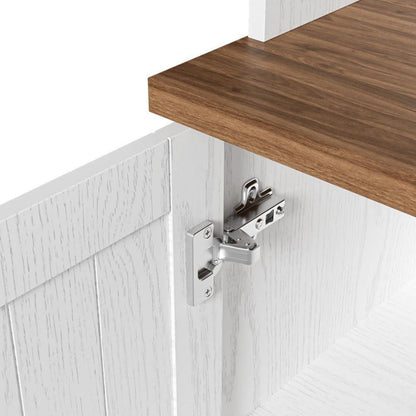 Weißes Sideboard mit Glastüren | 114x40x190 cm | Rustikaler Hochschrank