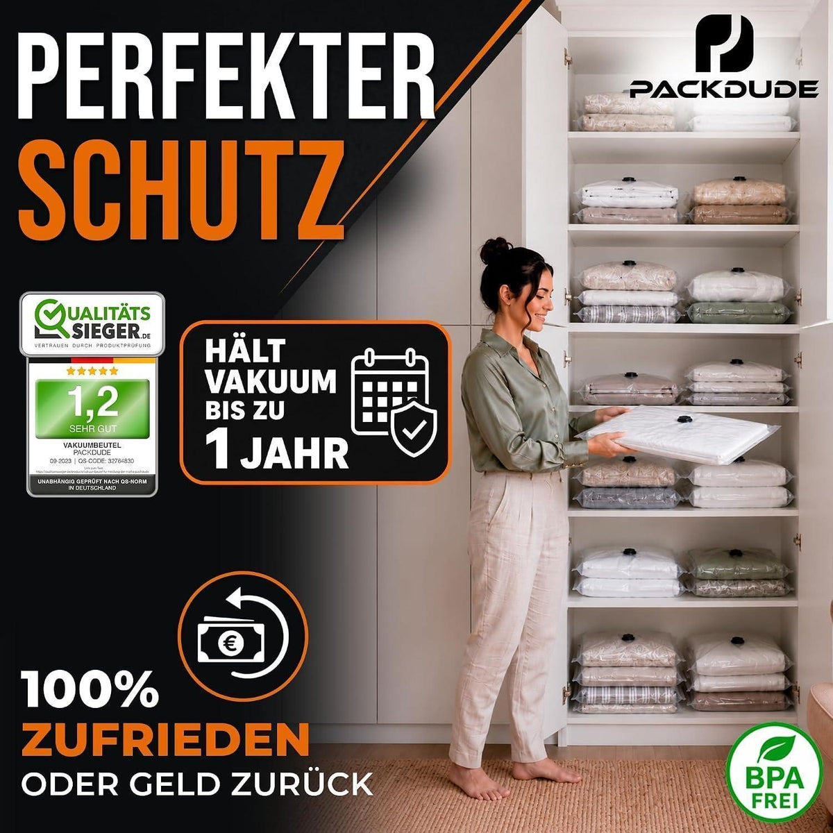XXL Vakuumbeutel für Bettdecken & Kissen – 4er Set (130x90cm)