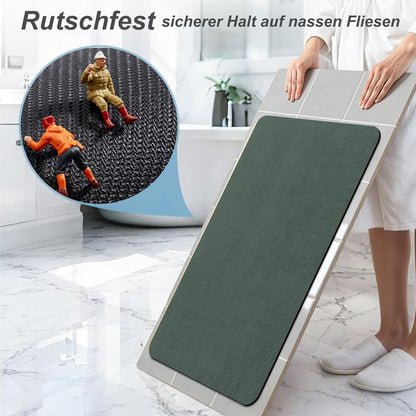 Rutschfeste Badematte super saugfähig 60x120 cm – Grau & Grün