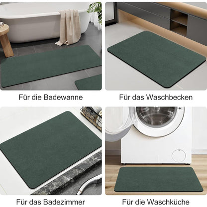 Rutschfeste Badematte super saugfähig 60x120 cm – Grau & Grün
